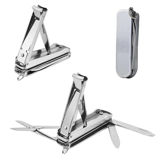 5in1 Multi Tool Nail Clippers,Ultra Slim Foldable Multifunctional Pocket Nail Cutter With Nail File,Nose Hair Scissors,Screwdriver,Key Chain,Portable Mini Multi Nail Clippers for Travel,Hiking,Camping — view 4