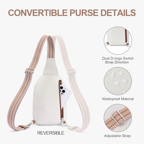 Lexiyat Anti Theft Crossbody Bags for Women Travel Chest Sling Bag Leather Handbags Fanny Pack Beigewithbrown — view 5