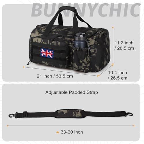 Bunnychic Tactical Gym Bag for Men, 40L Large Duffle Holdall Bag for Travel — view 4