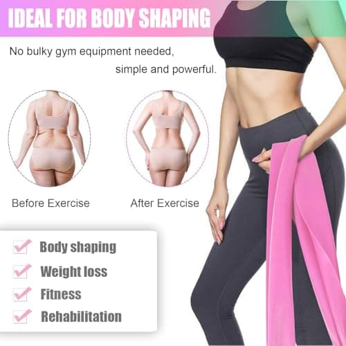 Jedebartey Resistance Bands, Exercise Band with 3 Strength Levels Optional 1.5m Long Stretch Bands for Women Men Yoga Pilates Strength Training Workouts Physiotherapy (Pink - Medium 20lbs) — view 4