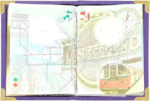 StoneMaxi UK British Passport Holder PU Leather Travel Wallet with Gold Embossed Design (Purple) — view 4