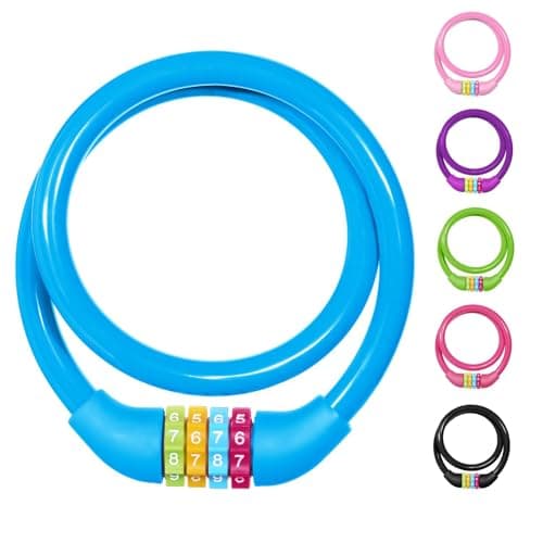 Ainiv Bike Lock, 4-Digit Password Bicycle Lock, 65cm (Blue)