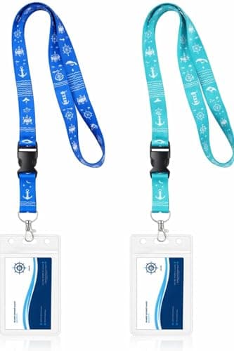 2PCS Universal Cruise Lanyard with Waterproof PVC Cruise Card Holder | 2 Colors Soft Cruise Lanyards and Card Holders Ship Essentials Accessory for All Cruise Ship Key Cards (Light Blue+Green)