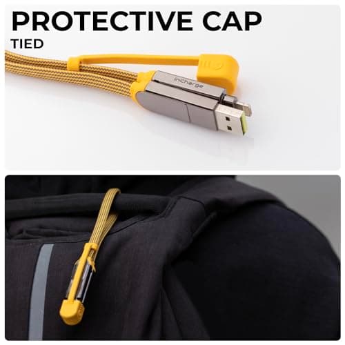 Rolling Square inCharge XL 30cm - USB C Charger Cable, Lightning Cable for Smartphone, Universal Cable Charger 6 in 1, USB Plug, Yellow, 100W — view 5