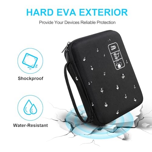 Lacdo Hard Travel Electronic Organizer Case for MacBook Power Adapter Charger, Cables, Cords, Apple Pencil, Mouse, Power Bank, USB Flash Disk, SD Cards EVA Protective Portable Accessories Bag, Black — view 5