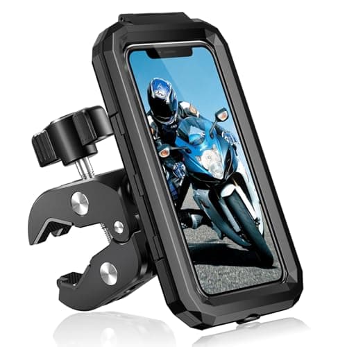 BTNEEU Motorbike Phone Holder Waterproof Motorcycle Phone Mount 360° Rotation Bicycle Handlebar Phone Holder Anti Vibration Moped Mobile Phone Mount with Touch Screen for 5.5" to 7.0" Smartphone