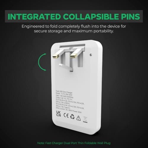 Aqan 30W Dual Port Fast Charger Plug, Ultra Slim USB C PD + USB A QC — view 5
