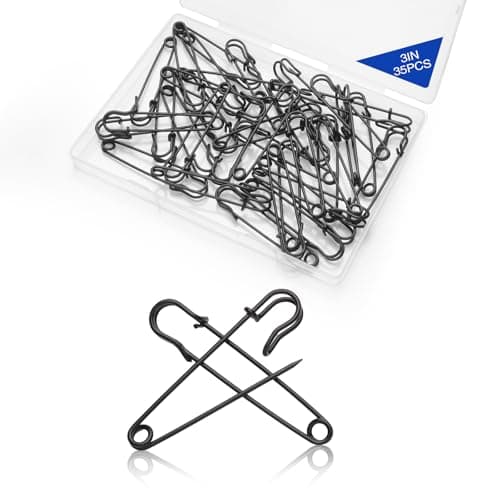 35 Pcs 3 Inch Large Safety Pins – Black Heavy Duty Safety Pins for Clothes, Shawls, Quilts, Crafts, Sewing, Travel & DIY Repair Kits