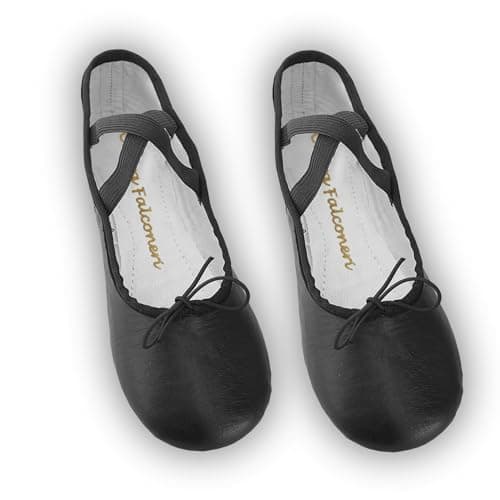 Ballet Dance Shoes - Full Flat Leather Sole Dancing Shoe Yoga Gymnastic Slippers for Girls - Kids Women & Adults Black — view 4