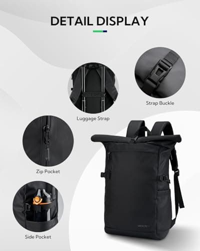 Waterfly Roll Top Backpack Rucksack: Rolltop Water Resistant Daypack — view 5