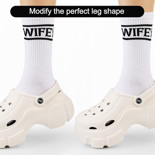 Mikovivi Wifey Socks, Soft Stylish Newlywed Socks Honeymoon Essentials White with Black Text Keepsake for Women Anniversary — view 6