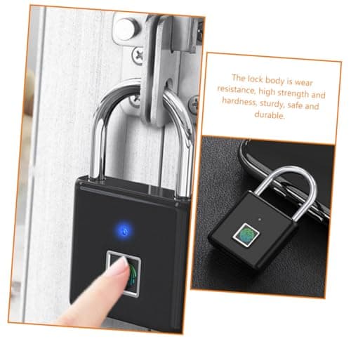 WOONEKY Outdoor Fingerprint Padlock with Aluminum Alloy Body, Smart Electronic Locker Lock for Iron Doors and Storage Cabinets, Waterproof and Rustproof for Secure Use in Working Places — view 2