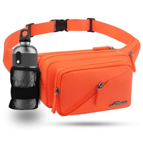 REETEE Bum Bag Fanny Pack Men Women Water Resistant Waist Packs Sports Waist Bag with Bottle Holder, Walking Waist Pack Bumbag with Adjustable Belt for Running Travel Cycling Outdoor Sport (Orange)