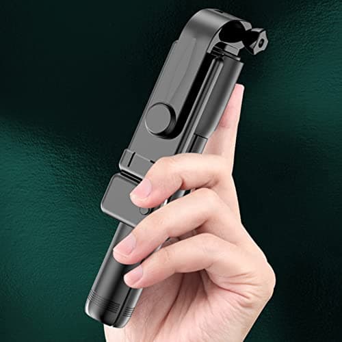 Alomejor Portable Folding Selfie Stick Tripod for Travel Live Video Stainless Steel with Remote Control 27.6in (Black) — view 2