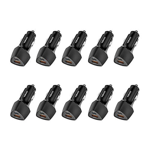 (10pack) SUNDA USB C Fast Car Charger 36W Dual Ports PD&QC3.0, Cell Phone Automobile Chargers, for Apple Smart-Phones and Android Car Charger, Compatible with iPhone 12/12 Pro/Max/12 Mini/iPhone 11