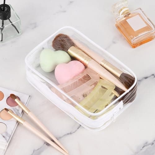 10 Pcs Clear Travel Toiletry Bags with Zippers, 7.5 x 4.8 Inch Portable Waterproof Cosmetic Makeup Bags for Family, Men, Women (White) — view 5