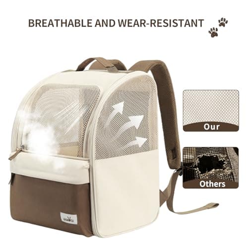 wakytu Cat Carrier Backpack,Pet Backpack Carrier for Small Cats Dogs,Beige — view 3