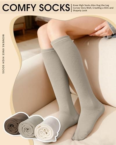 4 Pairs Ladies Knee High Socks Womens 4-7 Autumn Long Cotton Welly Gifts — view 6