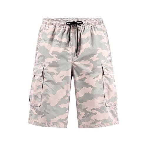 Men's Cargo Pants with 6 Pockets for Outdoor Hiking, Relaxed Fit Tapered Jogger in Cotton Blend for Work and Travel(XXL) Light Pink — view 4