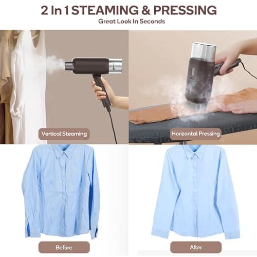 Newbealer Dual Voltage Travel Clothes Steamer, Brown — view 5