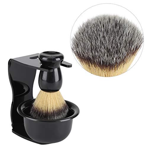 equlup Men Shaving Kit, Professional Portable Nylon Shaving Brush Acrylic Hair Shave Stand Black ABS Razors Bowl Set for Home Travel Men Gift — view 5
