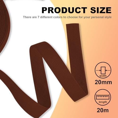 KINETOX 20m Brown Webbing Strap 20mm Polypropylene Webbing Strap Heavy Duty Anti-Slip UV Resistant Twill Tape Fabric for DIY Enthusiasts Campers to Repair Bags Pet Leashes Camping Gear Luggage — view 2