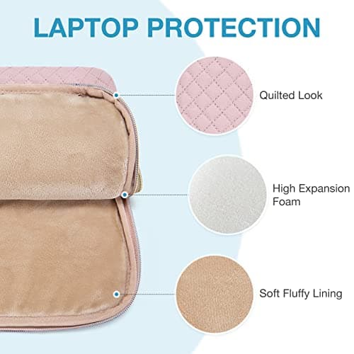 bagsmart Laptop Sleeve Carrying Case with Pocket, Computer Protective Cover for MacBook Air 2025 ASUS Lenovo HP Notebooks (Pink, 15.6 Inch - With Strap) — view 5