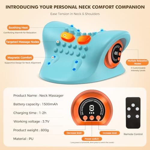 Neck Massager 2025 Portable Neck Traction Device, Cervical Stretcher with Heating & Vibration – Relieve Muscle Tension, 3-in-1neck Pillow Customizable Massage Modes with Wireless Remote Control — view 5