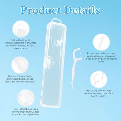 Lomgwumy Toothbrush Toothpaste Set with Travel Toothbrush, 25g Travel Toothpaste, 5 Floss Picks, Storage Box, Individually Wrapped, Suitable for Travelling, Home, Hotel (4-Pack) — view 6