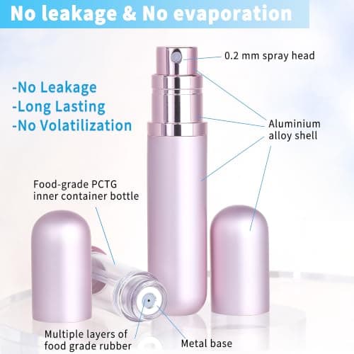 5ml Empty Perfume Spray Bottle Refillable, Travel Perfume Atomiser (Pink) — view 3