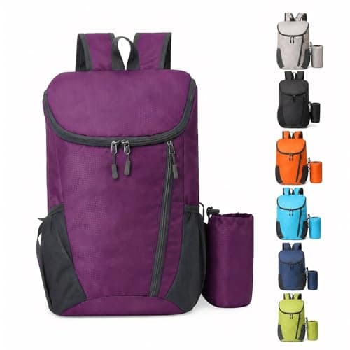 NWDEY Lightweight Foldable Backpack, Waterproof Small Rucksack with Flip Top Main Compartment, 160g Packable Casual Daypack for Men Women Kids, Perfect for Hiking Camping Travel Cycling (Purple)