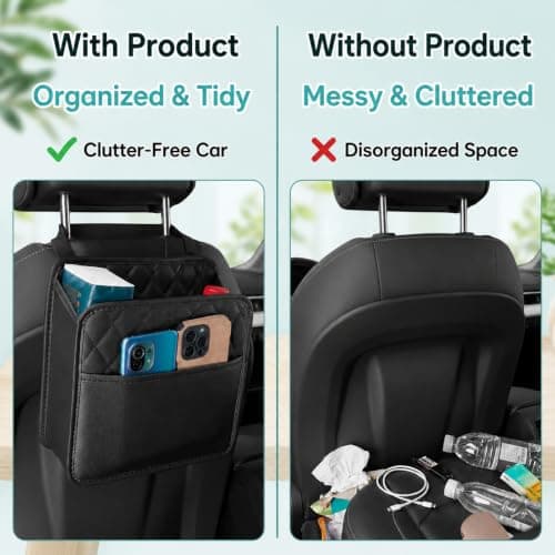 XZSKD Car Storage Organiser, Car Seat Storage Organiser for Family Road Trips and Daily Commutes, Car Tidy with Multiple Pockets, Black Car Seat Organiser with Adjustable Straps for Most Vehicles — view 5