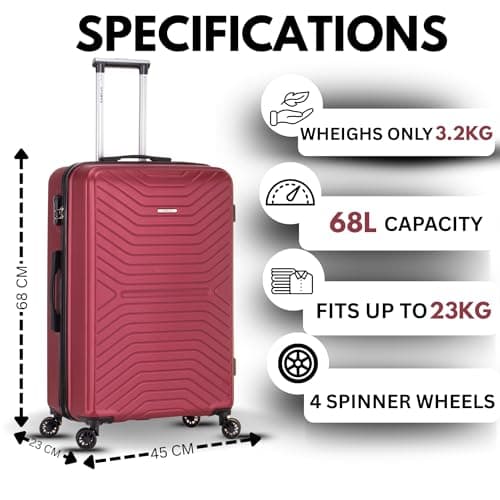 FLYMAX 55x35x20 Suitcase Carry on Suitcase Hard Shell Hand Luggage Cabin Bag Case Approved for Ryanair EasyJet 2 Small Fits 8kg 10kg 35 Litre Capacity + 3 Digit Lock + Telescopic Handle Cabin Luggage — view 3