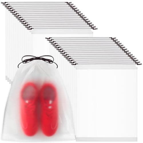 40 Pcs Clear Clothes Bags for Travel, Drawstring Bags, Shoe Bags 40 * 30 CM