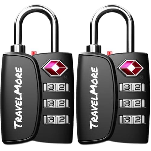 2-Pack TSA Approved 3-Digit Luggage Locks with Open Alert Indicator for Travel Suitcases & Baggage | Luggage Locks | TSA Locks | Black