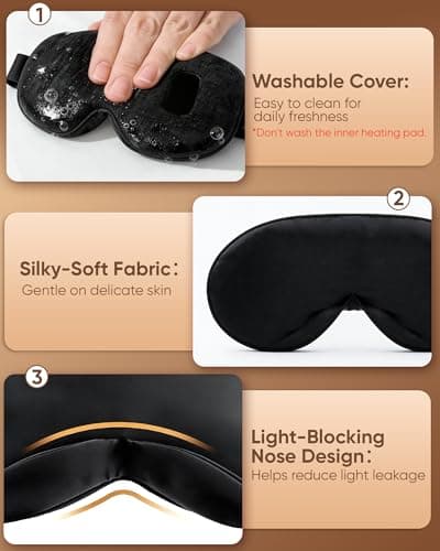 Heated Eye Mask: [Upgrade] Cordless Warm Eye Compress - Rechargeable Moist-Warming Mask Mask with Adjustable Heat & Timer - Electric Heating Eye Mask for Sleep, Travel, Office, Gift Thermal Pillows — view 6