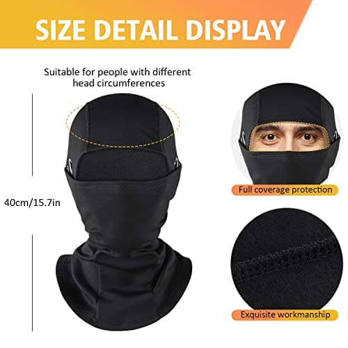 HEGCOIIE Winter Balaclava for Men Women Windproof Ski Mask Warm Face Cover Mask Outdoor Sports Cycling Snowboarding Skiing Motorcycle Bicycle Black — view 5