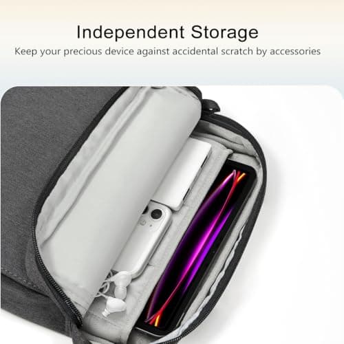 TiMOVO 13 Inch Tablet Sleeve with Shoulder Strap, Black & Gray — view 3