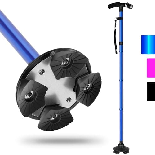 RUNZI Folding Cane with Led Light, Adjustable Canes and Walking Sticks for Arthritis Disabled and Elderly (Blue)