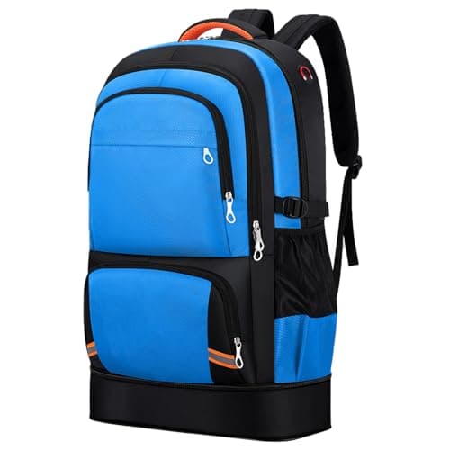 Nayubo 65L Hiking Backpack for Men Waterproof Expandable Travel Backpack Carry On Backpack Casual Daypack Large Rucksack for Camping Outdoor Sports Trekking (Blue)