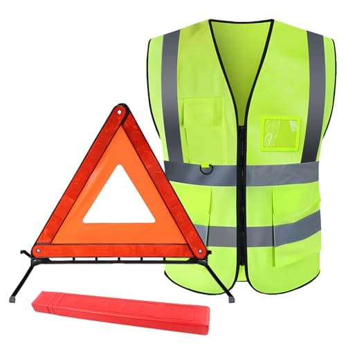 2 in 1 Warning Triangles kit,Cars Emergency Breakdown Safety Vest Kit