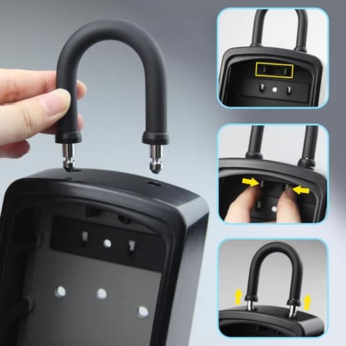 SISAV Smart Bluetooth Key Lock Box,Remote Access via App/Code,Resettable 6-Digit Combination,Large Capacity for 5 Keys,Wall-Mounted,No WiFi Needed,Grey(with Shackle) — view 6