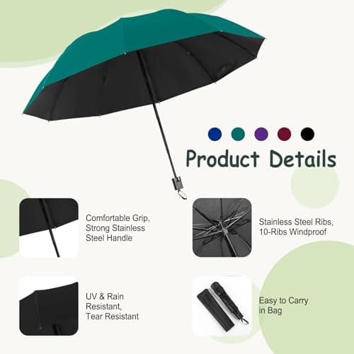 Lilingsty Bulk Umbrellas, 5-Color Travel Folding Umbrellas, Exquisite Appearance, Durable Construction, Foldable For Compact Storage, Easy To Carry, Suitable For Both Sunny And Rainy Days (5-PACK) — view 3