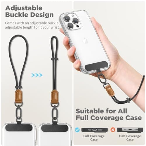 SURPHY Leather Strap for Phone, Adjustable Stylish Anti-Theft Wrist Lanyard — view 4