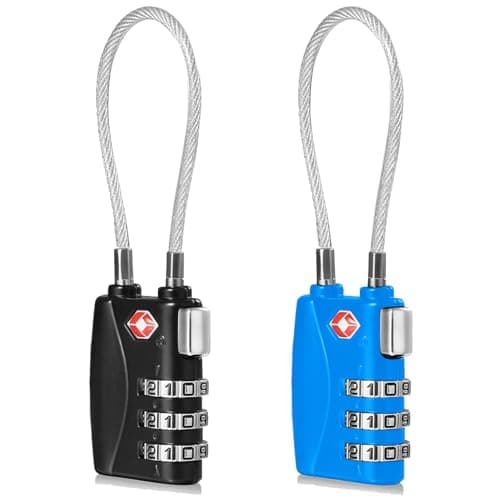 CFMOUR Suitcase Locks, 3-Dial TSA Approved Luggage Lock with Flexible Cable