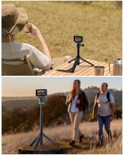 20"/51cm Mini Selfie Stick Tripod for DJI Osmo Action 5 Pro/4/3, Pocket 4/3, All GoPro, AKASO EK7000 & Other Action Cameras, 2-in-1 Desk Tripod Stand w Magnetic Quick-Release Adapter Mount — view 6
