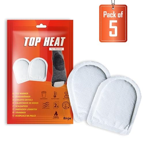 Top Heat Toe Foot Warmers – 5 Pairs - 8 Hours Warm Toes - Air Activated - Instant Heat - 100% Natural Heat - Feet Warmers for Women and Men