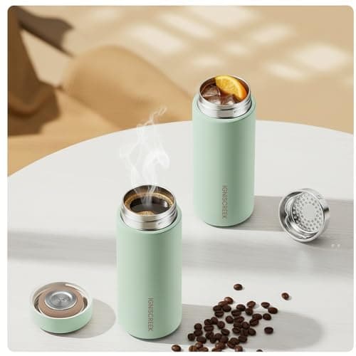 350ml Small Thermal Water Bottle‑ Mini Travel Flask for Hot & Cold Drinks, 316L Stainless Steel, Leak‑Proof Vacuum Sealed Bottle, BPA‑Free, 12hr Hot & 24hr Cold (Light Green) — view 3