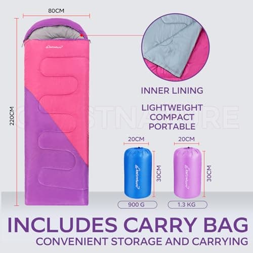 Clostnature Lightweight Camping Sleeping Bag for Adults and Kids, 3 Season — view 2