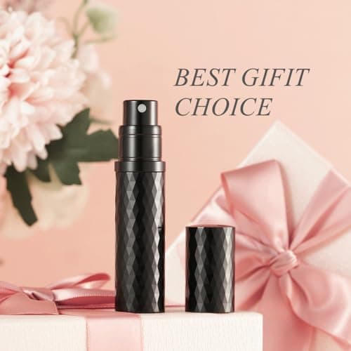 Aurdox Perfume Atomiser, Refillable & Travel Size Perfume Bottle with Bottom Pump, Leaking Proof, Luxurious Diamond Design, Mini Small Spray Bottles for Women and Men, 5ml (Black) — view 6